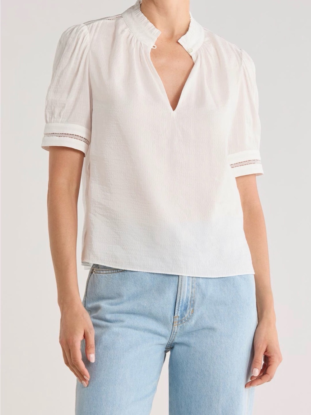 NEW FRAME Ruffle Collar Inset lace top Size Medium $328 MSRP